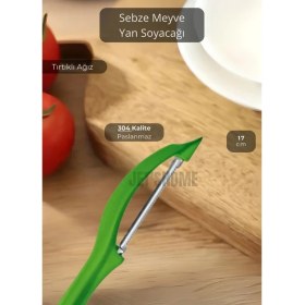 Resim Meyve Soyacağı Paslanmaz Sebze Soyacağı Yan Soyacak Çelik Yeşil 17 cm 