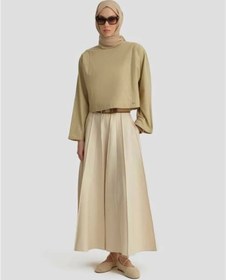 Resim Armine Kup Dikiş Detaylı Basic Bluz 25Y3715 Naturel 