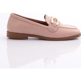 Resim Dgn 06 Kadin Dikiş Detayli Çiçek Süsleme Babet 06-2109-R1398 Pudra 