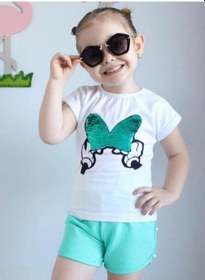 Resim MODAVALS MINNIE BASKILI PUL PAYETLİ İNCİ DETAYLI ŞORTLU TAKIM Çok Renkli 