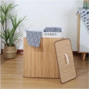 Resim Katlanabilir Kirli Çamaşır Sepeti, Kapaklı, Yıkanabilir Astar 32X52X60 Siyah-Beyaz Kirli-Temiz Bölmeli Çamaşır Sepeti 