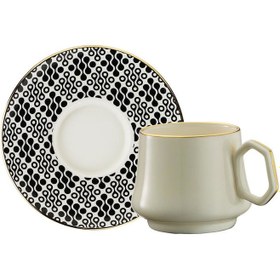 Resim Sandro Moreno 1453 Pastel Geometrik Line Gold 12 Parça Kahve Fincan Takımı 90 ml 153AR211049 