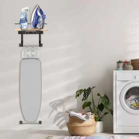 Resim Duvar Tipi Katlanır Ütü Rafı, Ev ve Otel Kullanımı İçin Uygun Ütü ve Ütü Tahtası Saklama Ünitesi 