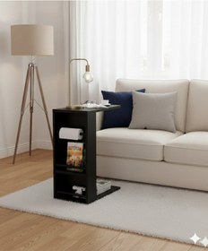 Resim Pint C Tipi Koltuk Yanı Sehpası Dergilikli Laptop Kahve Yan Sehpası Yatay Siyah Siyah 