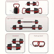 Resim Ayarlanabilir 5'li Dumbbell Seti, Barbell, Fitness ve Kollarla - Dayanıklı Demir, Kolay Saklama, Siyah Ev Gy için 