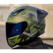 Resim Ls2 Rapıd 2 Race Thunder Bırds Kapalı Motosiklet Kaskı Mavi Vizörlü Mat Yeşil 