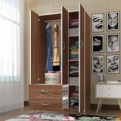 Resim Kenzlife gardırop 3 kapılı 2 çekmeceli fesleğen 180*120*52 cvz XLARGE kapaklı gardolap dolap 