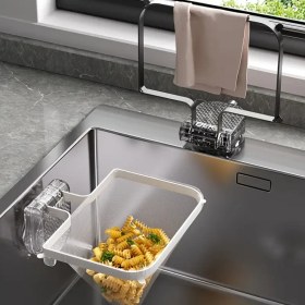 Resim Dayanıklı Plastik Mutfak Lavabo Süzgeci Sepeti ile Drenaj Ağı - Yerden Tasarruf Sağlayan, Pasta, Sebzeler ve Meyveler için Kolay Kullanım - Ev ve Restoran Kullanımı için İdeal, Mutfak Lavabo Aksesuarları 
