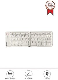 Resim Torima TK-08 Beyaz Kablosuz Katlanabilir Şarjlı Taşınabilir Mini Bluetooth Klavye 