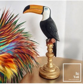 Resim 44 Cm Tukan Kuşu Figürlü Dekoratif Obje Tropikal Anlamlı Heykel Şans Ve Bolluk Sembolü Ev Ofis İçin 