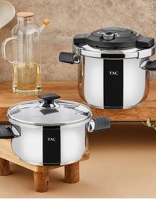 Resim Taç Vitamaster 2'li Düdüklü Tencere 4+6 Lt Set Gri-4630 Gri - Siyah 