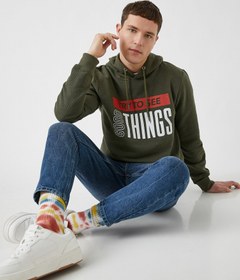 Resim Baskılı Kapşonlu Sweatshirt Şardonlu 