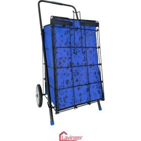 Resim PremiumPort Sağlam Metal Pazar Arabası, Dayanıklı 6 mm Teker, Mega Lacivert Renk 