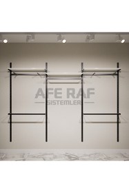 Resim AFE DEKOR Askılık Sistemi, Giyinme Odası Raf-askılık Sistemi , Raf Sistemi ,mağaza Raf Sistemi 275x200 Cm 