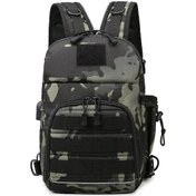 Resim Qingmipy Yeşil Kamuflaj Outdoor Çanta: Usb Şarjlı, Yansıtıcı Şeritli, 0.52kg Hafif, Dağcılık-seyahat-fishing İçin Çok Amaçlı Sling Backpack Çok Renkli 