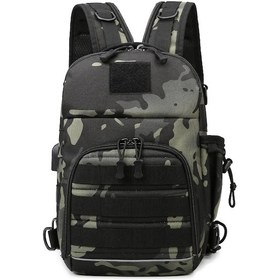 Resim Qingmipy Yeşil Kamuflaj Outdoor Çanta: Usb Şarjlı, Yansıtıcı Şeritli, 0.52kg Hafif, Dağcılık-seyahat-fishing İçin Çok Amaçlı Sling Backpack Çok Renkli 