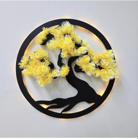 Resim Led Işıklı Ve Sarı Bonsai Ağaç Tablo 40cm 