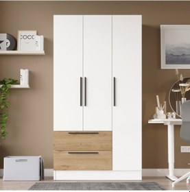 Resim Lukas 3 Kapaklı 2 Çekmeceli Gardırop Elbise Dolabı Sepet-beyaz 