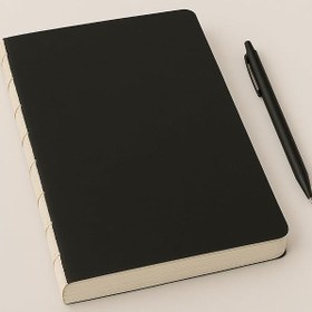 Resim Fark Tanıtım Özel Tasarım Siyah Kraft Kapaklı A4 Defter - 180 Derece Açılabilir, Sırtı Dikişli,%100 El İşçiliği, Ofis, Okul, Günlük Kullanım İçin İdeal Defter (Noktalı) 