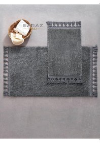 Resim Saraz Halı Puffy Banyo Paspas 2 Li Saçaklı Yıkanabilir Antrasitantrasit Antrasit 