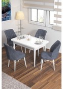 Resim Lera Beyaz 70x110 Mdf Sabit Mutfak Masası Takımı 4 Adet Sandalye Füme 