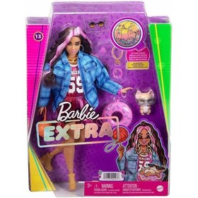Resim Barbie Extra Ekose Ceketli Bebek Hdj46 