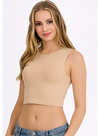 Resim Kadın Likralı Kolsuz Crop Çok Renkli 