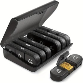 Resim Haftalık Tablet Düzenleyici Kutu, Taşınabilir Tablet Kutusu, 7 Gün 3 Kez, 7 Gün Tablet Depolama Kutusu, Bağımsız Büyük Bölme ile, İlaçları, Vitaminleri, Balık Yağı ve Takviyeleri Saklayabilir 