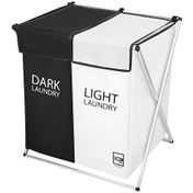 Resim Box&Box İki Bölmeli Çamaşır Sepeti Beyaz - Siyah 