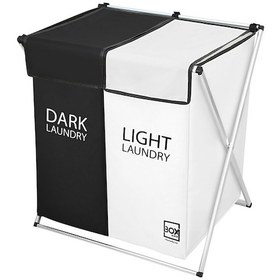 Resim Box&Box İki Bölmeli Çamaşır Sepeti Beyaz - Siyah 