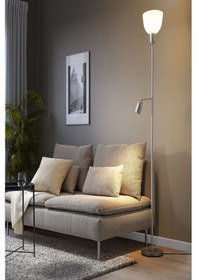 Resim Ikea Şık Metal Lame Beyaz Dekoratif Yer Lambası Lambader Beyaz 