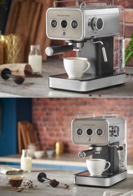 Resim Russell Hobbs Distinctions Süt Köpürtücülü Espresso Makinesi, Fincan Isıtmalı, Titanium 