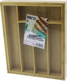 Resim 5 Bölmeli Ahşap Bambu Kaşıklık 30x34cm 4915 Diğer 