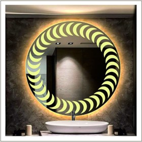 Resim GLOBAL LED MIRROR 50 Cm Günışığı Ledli Tasarım Kumlamalı Banyo Aynası Makyaj Aynası Işıklı Ayna 