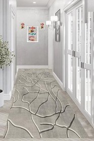 Resim Rovigo Dijital Baskı Yıkanabilir Kaymaz Taban Salon Halısı Ve Yolluk RV083-FNL369, Gri, 100 x 300 