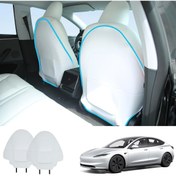 Resim Model Y&Model 3 2019-2023 için 2 adet Tesla Araba Koltuk Arkası Koruyucu, Model Y&Model 3 2019-2023 için PU Deri Ayak Matları Anti-İz ve Anti-Çizik ile Depolama Çantası 