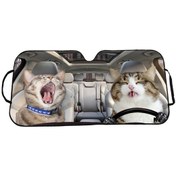 Resim Besthome1 70x145cm Kedi Baskılı Araba Isı Yalıtımı Güneşlik, Güneş Koruma 