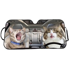 Resim Besthome1 70x145cm Kedi Baskılı Araba Isı Yalıtımı Güneşlik, Güneş Koruma 