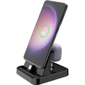 Resim Type-C ile Telefonlar ve Kulaklıklar için 2'si 1 Arada Şarj İstasyonu, SamSung Galaxy Ultra/S24/S24+/S23/S23+/S22/S21/S20/S20+/S10/S10+/S9/S9 Plus/S8/Note 20/10/9/8 için Evrensel Masaüstü Tablet Tutucu Standı, Galaxy Buds 2 Pro/Pro/Live için, Sadece iPhone 16/15 için 