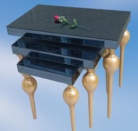 Resim Zigon ILGZ18096 TOMBUL Model Sehpa Parlak Gold Kayın Balon Ayak Baklava çizgi Ayn 