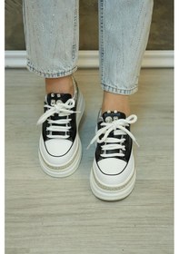 Resim Jamila Guja İthal Özel Seri Taban Taş Detaylı Kadın Spor Ayakkabı Siyah Siyah 