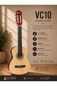 Resim valares VC10 39” Köşe Korumalı Sap Ayarlı Klasik Gitar kılıf.pena askı hediye 