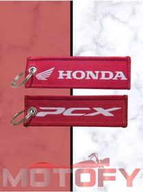 Resim Honda Pcx Örme Kumaş Dokuma Anahtarlık Kırmızı 
