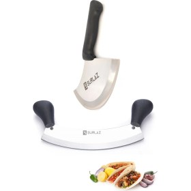 Resim SürLaz Satır Zırh Kıyma Doğrayıcı Bıçak Pide Kesici Börek Bıçak Seti 