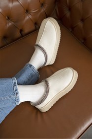 Resim İncim ® | Deyra Bej Süet İçi Kürklü Rahat Şık Düz Termal Kaydırmaz Taban Soğuğa Dayanıklı Bot 