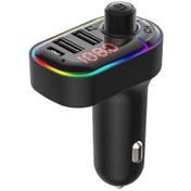 Resim Qingmipy Siyah Oto Bt Fm Transmitter: 2 Usb Portlu Şarj Cihazı, Arama, Müzik Çalar, 10v-24v, Bt 5.0, 87.5-108mhz 