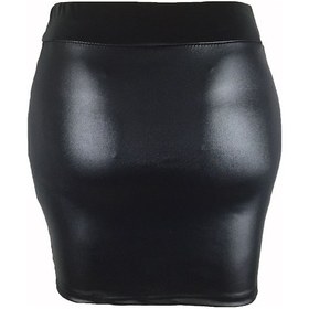 Resim Kadın Suni Deri Alt Etek, Mat Kaplama, Suni Pu Kalça Eteği Mavi 