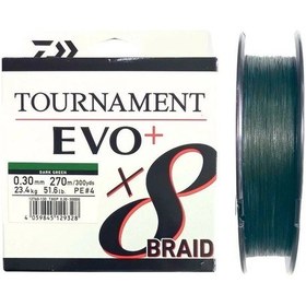 Resim Daiwa Tournament Evo+ 270m 0.30mm 8x Dark Green İp Misina 