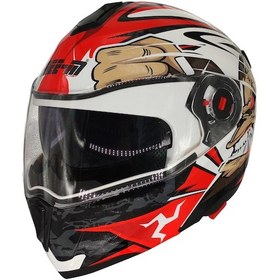 Resim Free-M 961 Ghost Güneş Vizörlü Çeneden Açılır Kask Siyah - Beyaz - Kırmızı 