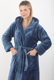 Resim Wild Love Kadın Kapşonlu %100 Bambu Kısa Sabahlık 